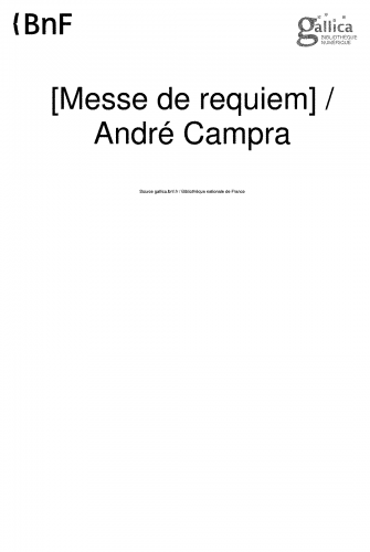 Campra - Messe de Requiem - Scores and Parts - Score
