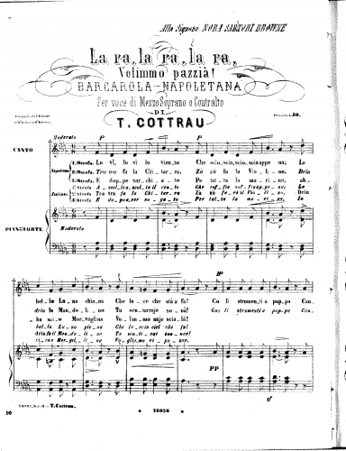 Cottrau - La ra, la ra, la ra, Volimmo pazzià! - complete score