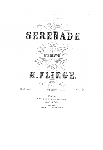 Fliege - Liebesständchen, Op. 142 - Piano Score - Score