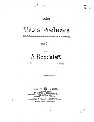 Koptyayev - 3 Preludes, Op. 14 - Score
