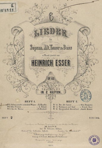 Esser - Sechs Lieder - Heft 2 (Nos.4-6) - Complete score