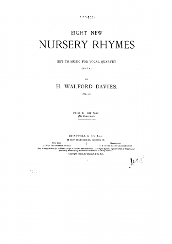 Davies - 8 New Nursery Rhymes, Op. 23 - Score