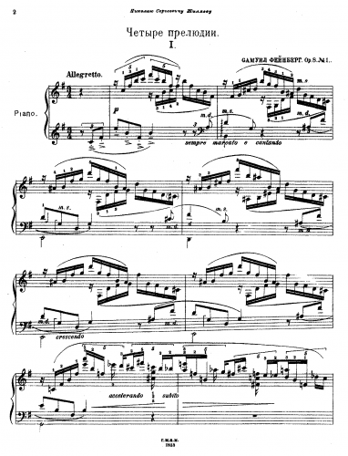 Feinberg - 4 Preludes, Op. 8 - Score