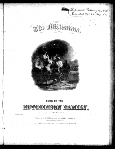 Hutchinson Family Singers - The Millennium - For 4 Voices and Piano (White) - Score