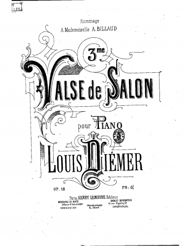 Diémer - Valse de salon No. 3 - Score