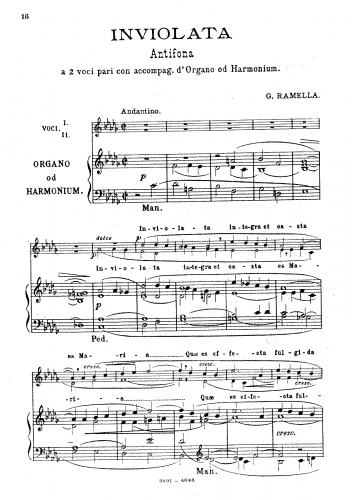 Ramella - Inviolata - Vocal Score
