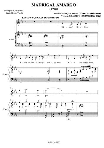 Casella - Madrigal amargo - Score