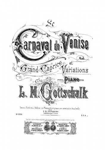 Gottschalk - Le Carnaval de Venise, Op. 89 - Score