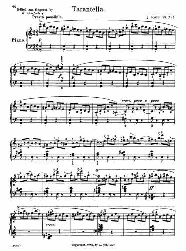 Raff - 3 Sonatilles - Piano Score Sonatille No. 1 - III. Tarantella: Presto possibile