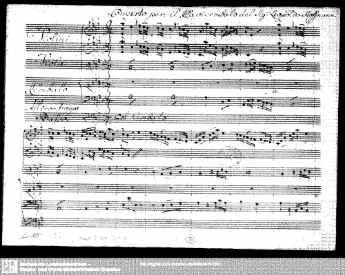 Hofmann - Harpsichord Concerto in A major - Score