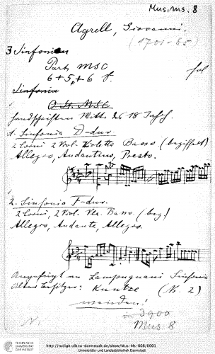 Agrell - Sinfonia da Corni - Score
