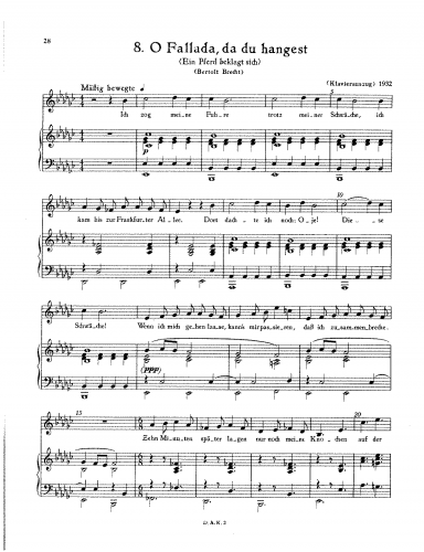 Eisler - O Fallada, da du hangest - Score