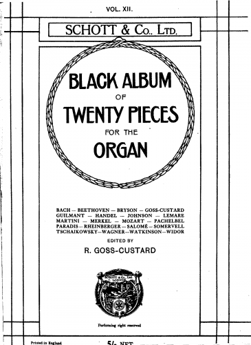 Goss-Custard - Black Album of 20 Pieces for the Organ - Score