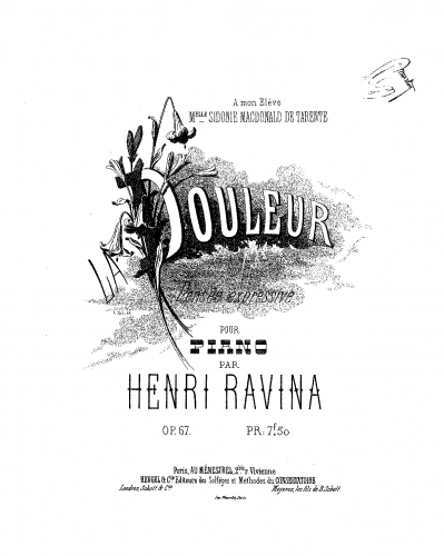 Ravina - La douleur - Piano Score - Score