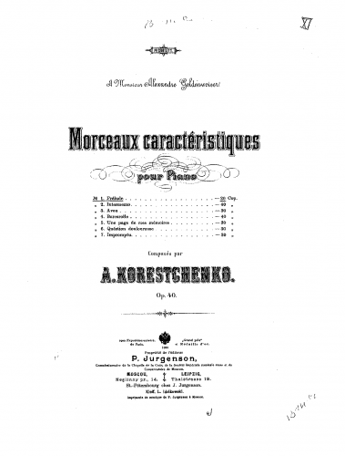 Koreshchenko - Morceaux caractéristiques - Score