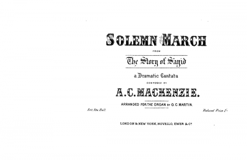 Mackenzie - The Story of Sayid - Solemn March For Organ solo (Martin) - Score