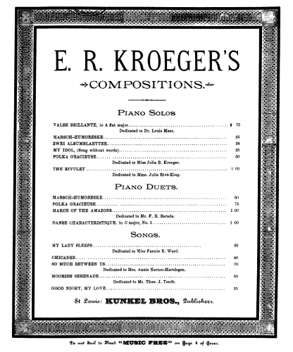 Kroeger - 2 Albumblätter - Score