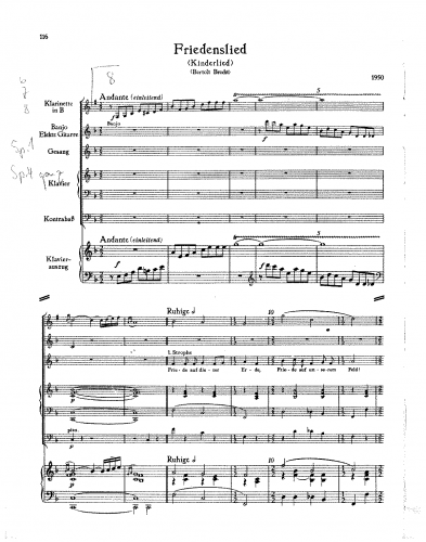 Eisler - Friedenslied (Kinderlied) - Score