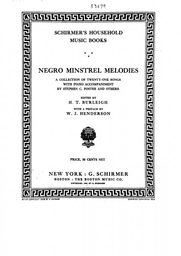 Burleigh - Negro minstrel melodies - Score