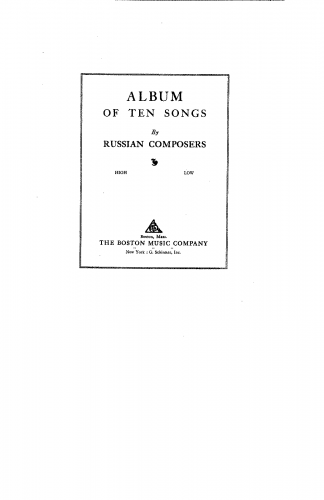 Various - Album of 10 Songs by Russian Composers - Score