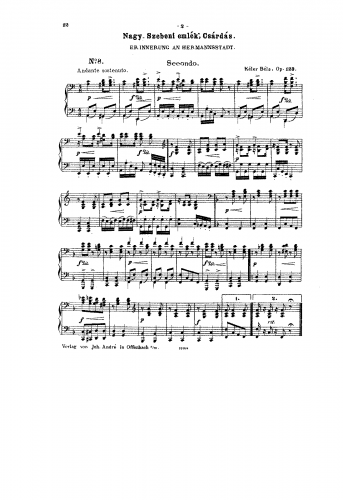 Kéler - Nagy-Szebeni emlék - For Piano 4 hands - Score