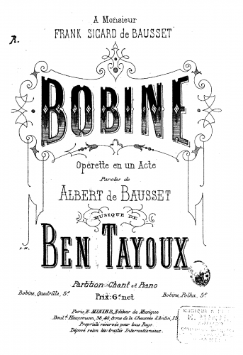 Bentayoux - Bobine - Vocal Score - Score