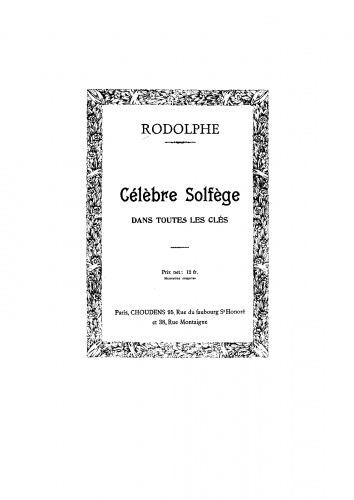 Rodolphe - Solfège - Score