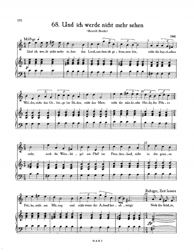 Eisler - Und ich werde nicht mehr sehen - Score