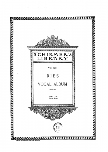 Ries - Vocal Album - Score