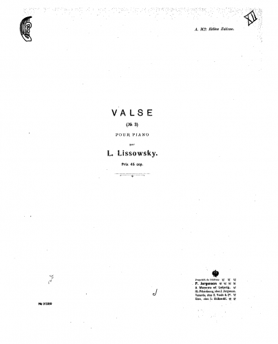 Lisovsky - Valse No. 3 - Score