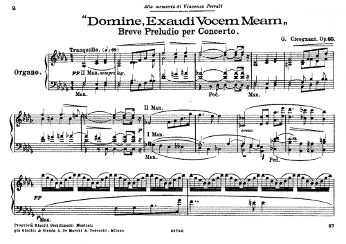 Cicognani - Domine, exaudi vocem meam, Op. 65 - Organ Scores - Score