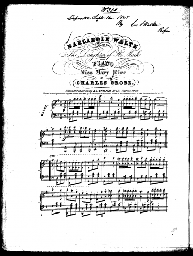 Balfe - The Daughter of St. Mark - Barcarole Waltz For Piano (Grobe) - Score