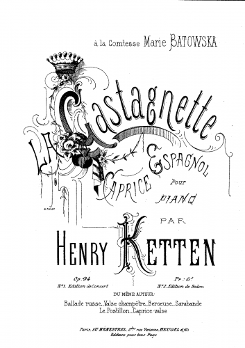 Ketten - La castagnette, Op. 94 - Piano Score - Score