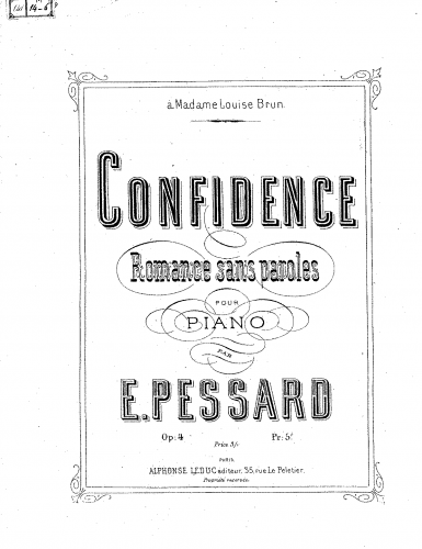 Pessard - Confidence - Piano Score - Score