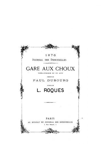 Roques - Gare aux choux - Vocal Score - Score