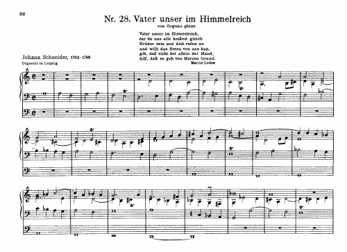 Schneider - Vater Unser im Himmelreich - Score