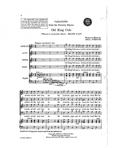 Forsyth - Variations from the Nursery Rhyme Old King Cole - Score