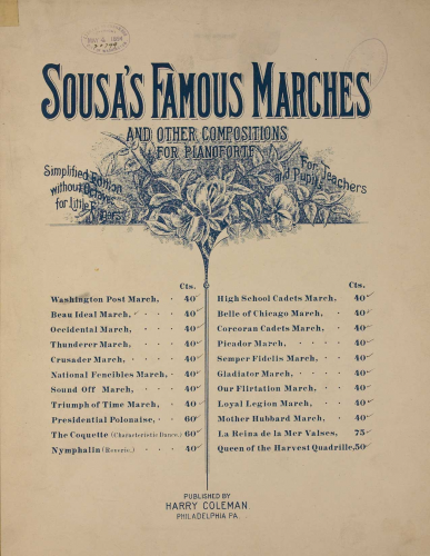 Sousa - Corcoran Cadets - For Easy Piano (Sousa) - Score