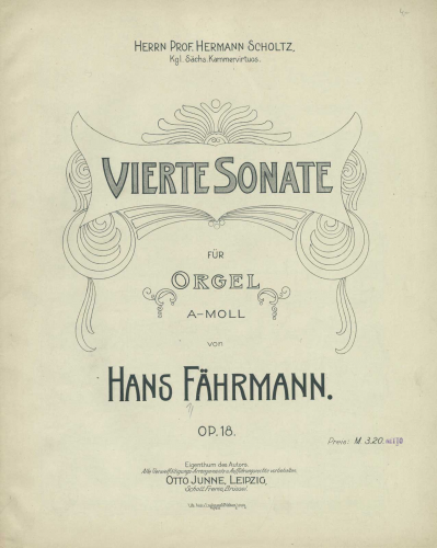 Fährmann - Organ Sonata No. 4 - Score