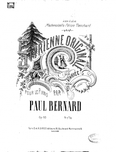 Bernard - Styrienne originale variée - Piano Score - Score