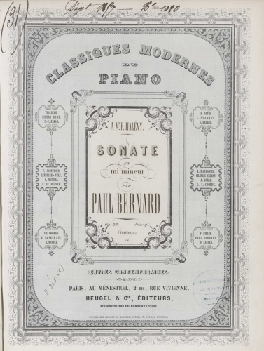 Bernard - Piano Sonata - Score
