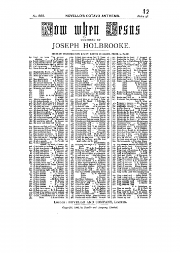 Holbrooke - Hymn Tunes and Anthems - 2. Now When Jesus