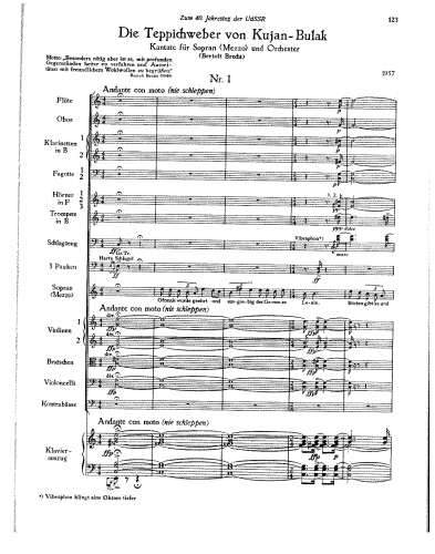 Eisler - Die Teppichweber von Kujan-Bulak - Score