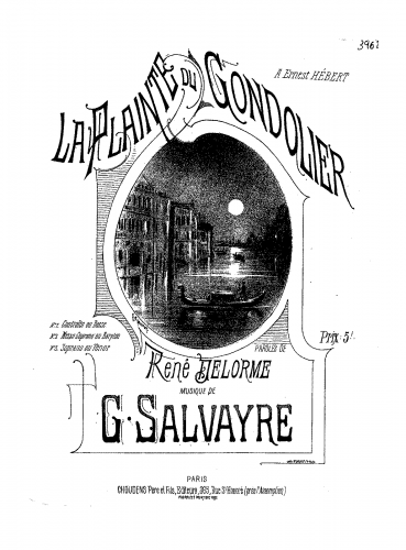 Salvayre - La plainte du gondolier - Score