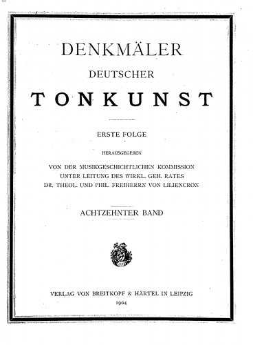 Rosenmüller - Sonate e Sinfonie da camera - Full Score Complete Collection - Score