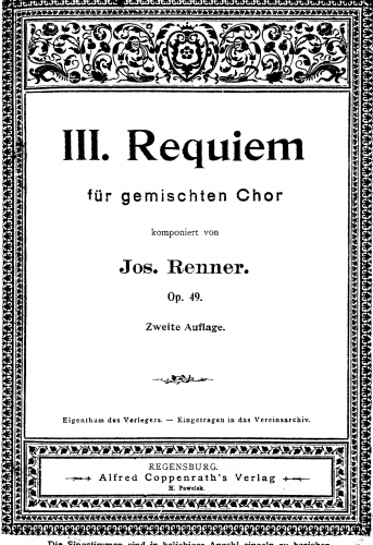 Renner Sr. - Requiem No. 3 - Score