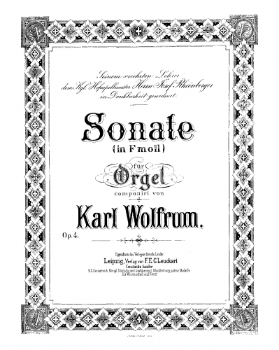 Wolfrum - Organ Sonata No. 1 - Organ Scores - Score