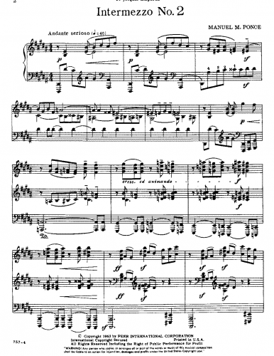 Ponce - Intermezzo No. 2 - Score