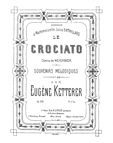 Ketterer - Souvenirs mélodiques sur 'Il crociato in Egitto' - Score