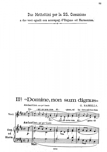 Ramella - Domine non sum dignus - Vocal Score